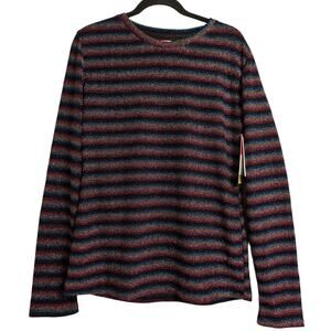 Bruce Glen Disco Long Sleeve Crew Neck Multicolor Stripe Metallic Lurex XXL New